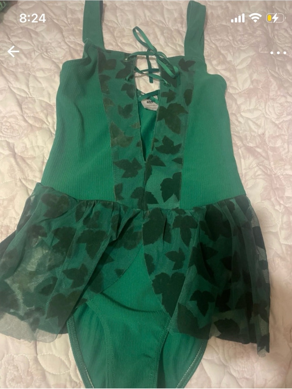 Green Leaf Mesh Peplum One-Piece costume